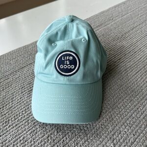 Life is Good Teal Aqua Navy Blue Patch Logo Cotton Baseball Hat Cap